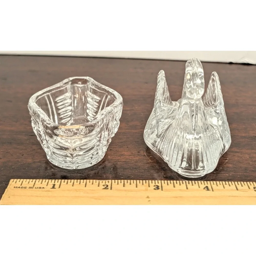 Vintage Clear Glass Swan Covered Dish Trinket Box Romantic Cottagecore Decor
